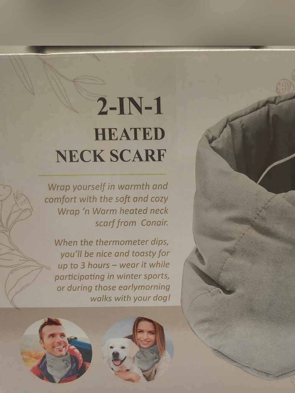 Conair 2-in-1 Heated Neck Scarf - Gray New